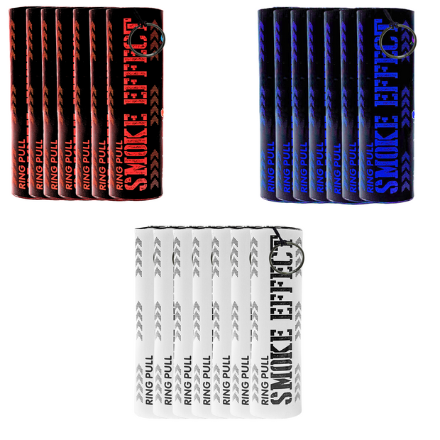 Patriotic Colored Smoke Bomb Ring Pull Activated Red, White & Blue Pack - 90 seconds