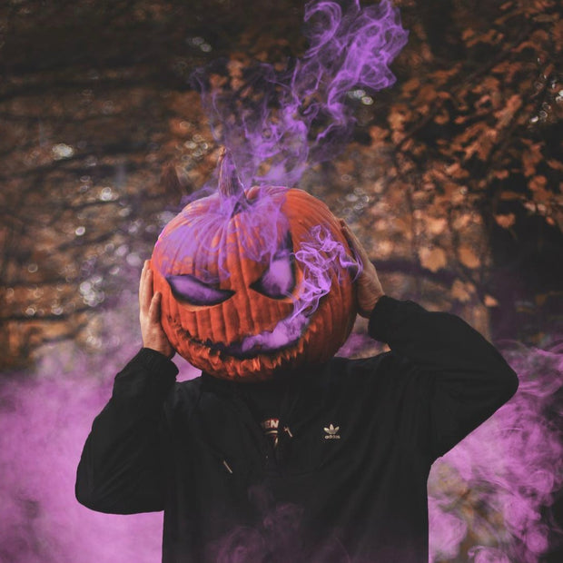 smoking pumpkin purple smoke bomb