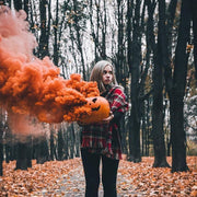 halloween pumpkin orange smoke bomb photography