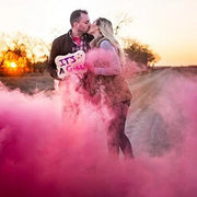 pink smoke effect gender reveal grenade