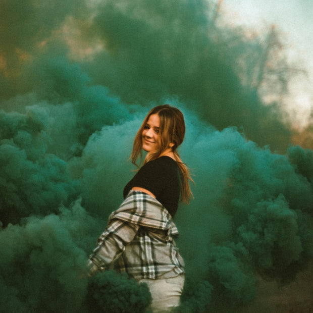 teal blue green smoke bomb